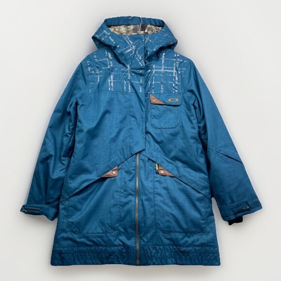 Y2K Oakley Pro Rider Series Ski Jacket Women’s Size S Coat Hooded Dark Blue - Picture 1 of 16